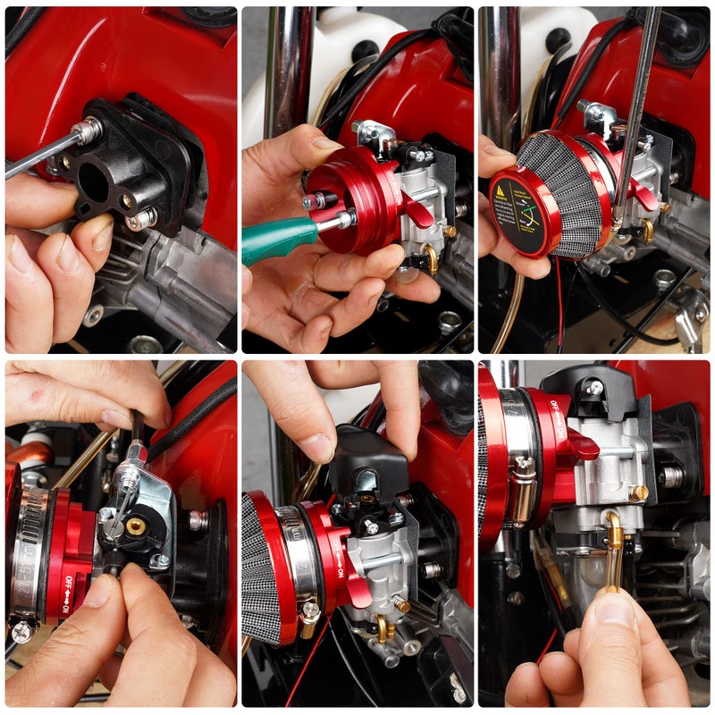 MTATCN 15mm Carburetor Upgrade Kit Air Filter Set Compatible with 2 Stroke 43cc 47cc 49cc Standup Gas Scooter ATV Quad Pocket Bike XG-550 BladeZ Moby X Red - Image 5